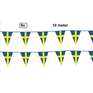 6x Vlaggenlijn Zweden 10 meter - Landen EK WK Zweeds festival thema feest fun