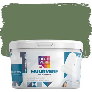 Decoverf muurverf mat, Olijfgroen, 2.5L