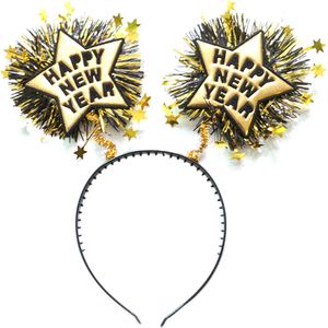 Feesthoedjes Volwassenen Happy New Year Diadeem Oud en Nieuw Versiering Nieuwjaar Decoratie Goud - 1 Stuk