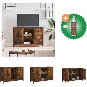 vidaXL Tv-meubel 100x35x65 cm bewerkt hout gerookt eikenkleurig - Kast - Inclusief Houtreiniger en verfrisser