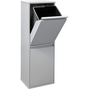 Stalen afvalscheidingssysteem met 2 binnenemmers voor keuken, afvalbak met aparte recyclingeenheid, 34 l