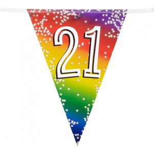 Feest vlaggenlijn ' 21' - 6 meter - 15 vlaggen - Multicolor - Verjaardag - Feest - Feestdagen