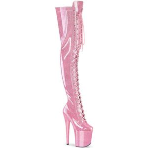 Pleaser - FLAMINGO-3020GP Plateau Overknee Laarzen - 36 Shoes - Roze