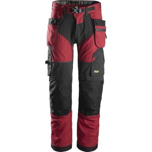 Snickers 6902 FlexiWork, Werkbroek+ met holsterzakken - Chilli Rood/Zwart - 146
