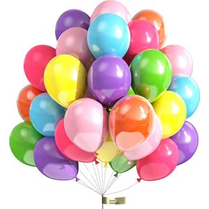 Luna Balunas Gekleurde Regenboog Latex Ballonnen 50 Stuks - Helium geschikt - Verjaardag feest versiering