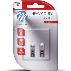 M-Tech LED W5W 24V - Heavy Duty - 8x Led diode - Canbus - Wit - Set - Geschikt voor 24V Voertuigen