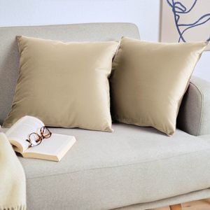 Blumtal Set van 2 Kussenslopen - Velvet - 40 x 60 cm -Zand - Verborgen Ritssluiting - Kussenhoes voor sierkussens