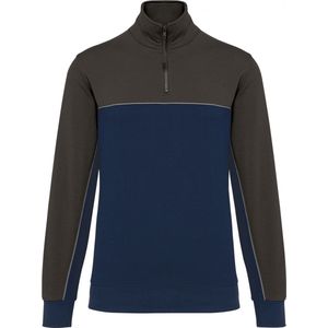 Sweatshirt Unisex S WK. Designed To Work 1/4-ritskraag Lange mouw Navy / Dark Grey 60% Katoen, 40% Polyester