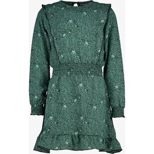 TwoDay meisjes jurk groen met luipaardprint - Maat 170/176