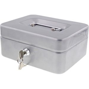 Geldkluis Grijs - Veilig, Betrouwbaar en Verplaatsbaar - Multifunctionele Draagbare Gelddoos Beschermt uw Contant Geld - 20x6x16cm Geldkoffer met Sleutel - Ideaal voor Thuis, Kantoor en Onderweg