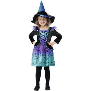 Smiffy's - Heks & Spider Lady & Voodoo & Duistere Religie Kostuum - Heksje Toverbal - Meisje - Blauw, Paars, Zwart - Maat 116 - Halloween - Verkleedkleding