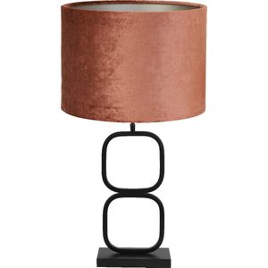 Light & Living Tafellamp Lutika/Gemstone - Zwart/Terra - Ø30x67cm -