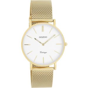 OOZOO Vintage series - goudkleurige horloge met goudkleurige metalen mesh armband - C9910 - Ø36