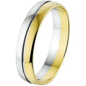 14K Bicolor Geel- En Witgoud Geel/Wit Ring A418 - 5 Mm Zonder Steen 4207666