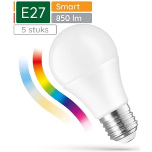 Spectrum Smart LED Lamp E27 9W - 230V - 850 Lumen - 2700-6500K - Wi-Fi Smart LED - 5 stuks
