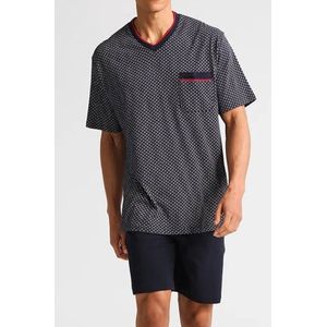 Gotzburg heren shortama - blauw met rood en wit dessin