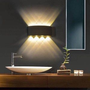 Smart Quality - led wandlamp binnen en buiten ip65 -  Mat zwart -Waterdicht - Badkamerverlichting - Spiegelverlichting - Tuin verlichting -