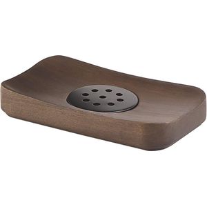 Dafne zeepbakje walnootbruin 14x8x11 - badkameraccessoires - houten zeephouder