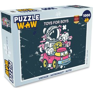 Puzzel Vintage - Astronaut - Auto - Legpuzzel - Puzzel 1000 stukjes volwassenen