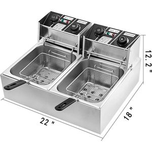 Fs2 - Vevor - Frituurpan - Friteuse - Dubbele Frituur Pan - 2x6 Liter