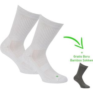 Bamboo sportsok - Naadloze sokken - Antibacterieel - Heren en dames - 2 Paar - 1 Paar sokken cadeau - Wit - 35/38