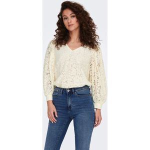 Only ONLBINA YRSA LACE VN TOP - Creme Beige