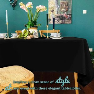 6pcs 60 x 102 Inch Black Polyester Tablecloths for 6ft Rectangular Tables - Stain and Wrinkle Resistant Washable Tablecloth for Wedding Reception Banquet Party