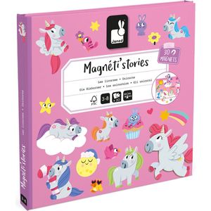 Janod - Magneti Stories Unicorns - Magneetboek - Inclusief 30 Magneten - Geschikt vanaf 3 Jaar