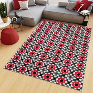 Tapiso Maya Vloerkleed Rood Slaapkamer Gebloemd Tapijten Maat- 80x150