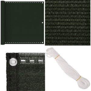 vidaXL Balkonscherm 90x600 cm HDPE donkergroen - Balkonscherm - Balkonschermen - Scherm - Schermen