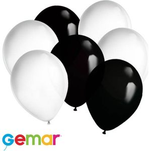 30x Ballonnen Zwart en Wit (Ook geschikt voor Helium)