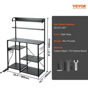 Keuken Opberg kast - Keuken kast - Pannen kast - Dark grey - 90x146cm