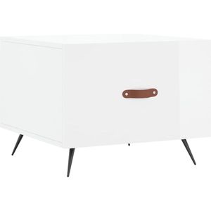 vidaXL Salontafel 50x50x40 cm bewerkt hout hoogglans wit - Salontafel - Salontafels - Bijzettafel - Banktafel