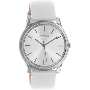 OOZOO Timepieces - Grijze horloge met licht grijze leren band - C11137
