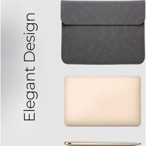 Luxe leren Laptophoes / Tablethoes 16inch, Eco-leer, Laptop hoes voor Macbook ( Apple, HP, Lenovo, Acer), Laptop Sleeve with magnetic closing, Laptophoes met magnetische sluiting, Donkergrijs