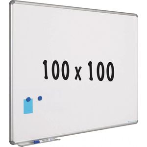 Whiteboard - Geëmailleerd staal - Wit - magnetisch - 100x100cm