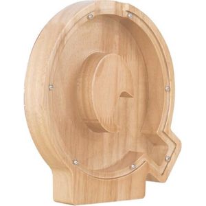 Houten spaarpot - Letter - Spaarpot - sparen - hout - letter Q