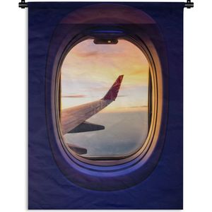 Wandkleed Uitzicht - Uitzicht vanuit het vliegtuig Wandkleed katoen 150x200 cm - Wandtapijt met foto