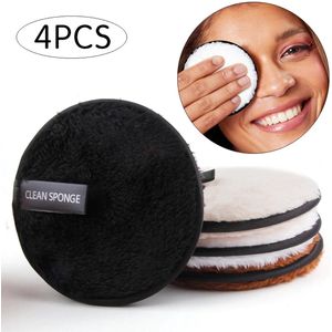 4x Herbruikbare Make-up Doekjes – Wasbare Microvezel Wattenschijfjes voor Gezichtsreiniging en Huidverzorging