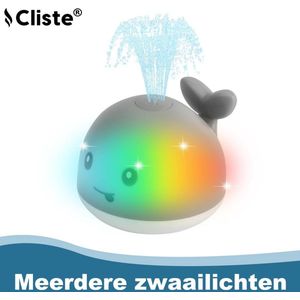 Cliste Mini de Badwalvis - Badspeelgoed - Grijs - Lichtjes - Vis Spuit Water - Badspeeltjes - Voor in bad - Fish Spray Water - bad walvis - Waterspeelgoed - Speelgoed - Fish Bath Toy - Sensor Fontein