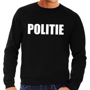 Politie tekst sweater / trui zwart voor heren L