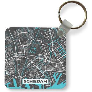 Sleutelhanger - Uitdeelcadeautjes - Plattegrond - Schiedam - Grijs - Blauw - Plastic