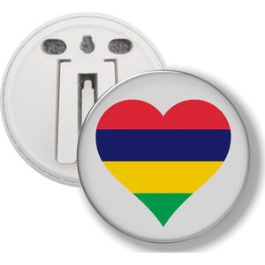 Button Met Clip - Hart Vlag Mauritius