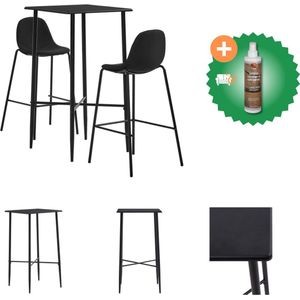 vidaXL 3-delige Barset stof zwart - Set tafel en stoelen - Inclusief Houtreiniger en verfrisser