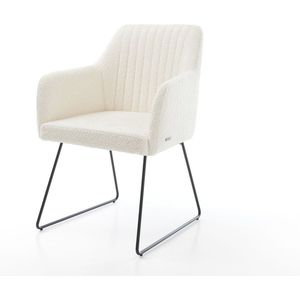 Gestoffeerde-stoel Greg-Flex slipframe zwart bouclé wit pocketveer kern
