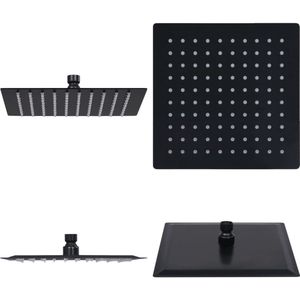 vidaXL Regendouchekop vierkant 20x20 cm roestvrij staal zwart - Douchekop - Douchekoppen - Regendouchekop - Regendouchekoppen