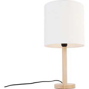 QAZQA mels - Landelijke Tafellamp met kap - 1 lichts - H 50 cm - Naturel - Woonkamer | Slaapkamer | Keuken