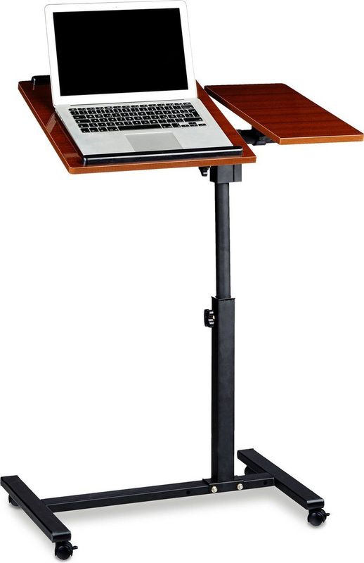laptoptafel op wieltjes - 95 x 60 x 40 cm - ook voor linkshandigen - hout - laptopstandaard - rood