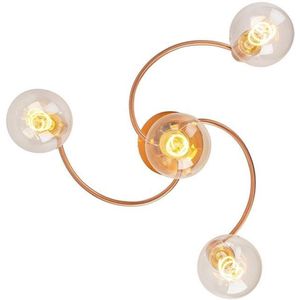 QAZQA facil - Art Deco Plafondlamp - 4 lichts - Ø 450 mm - Koper - Woonkamer | Slaapkamer | Keuken