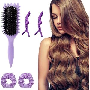 Curl Haarborstel - Ontwart Haartypes - Inclusief Scrunchies en Haarspelden